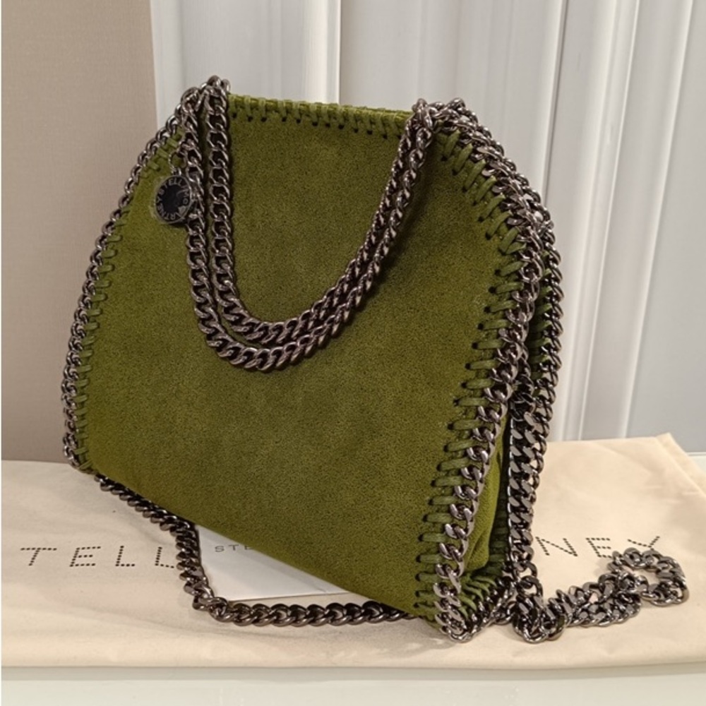 Stella McCartney Olive Green Chain Trim Tote - Picture 4 of 9